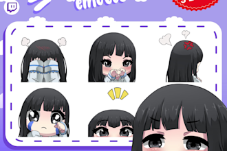 draw cute custom chibi emotes for twitch streamer