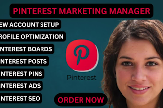 be your pinterest marketing manager, SEO, ads strategist, pins, posts and boards