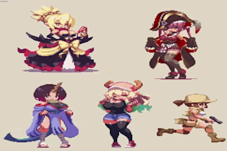 do 2d pixel art sprite sheet 2d retro pixel game art, pixel art animation, rpg