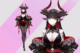 draw vtuber design for live2d model or 2d vtuber model vtuber anime
