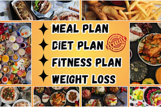 create custom meal plan, diet plan, and recipe book for weight loss and fitness