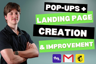 create landing pages, sign up forms, and pop ups, for leads