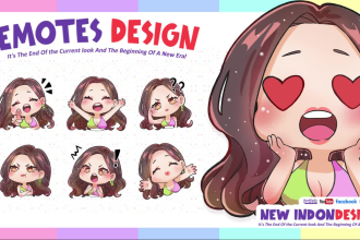 create cute adorable emotes, badges, sub badges design for twitch or kick