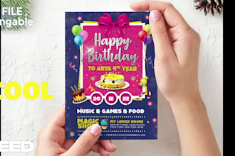 do birthday party flyer PSD template attrative