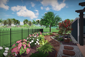 design landscape garden, backyard,patio,3d renderings