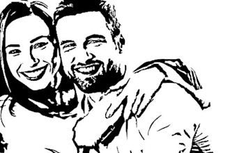 turn couples image to black white silhouette portrait photo