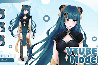 draw and design 2d vtuber model, live2d rigging in high quality anime vtuber art