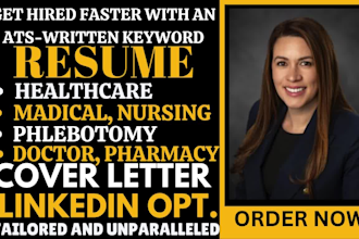 craft resume for medical, nursing, doctor, pharmacy, phlebotomy and healthcare