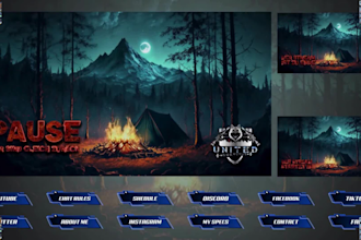 design animated stream overlay, twitch and kick overlays, panels, twitch logo