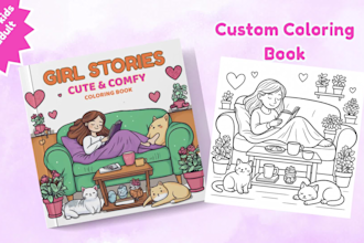 draw children coloring book pages and coloring book cover for amazon KDP
