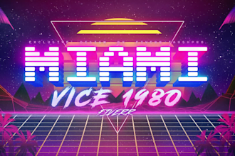 create miami vice 80s retro synthwave neon logo designs