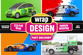 create graphic vehicle wrap decal for bus car truck van