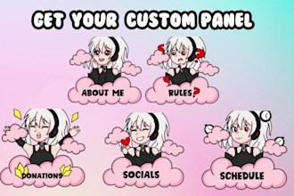 draw cute custom twitch panels in chibi or anime style