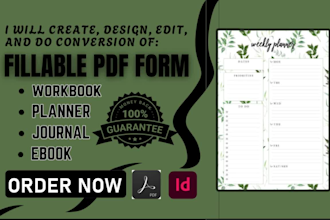 design create fillable pdf form interior ebook workbook planner kdp journal