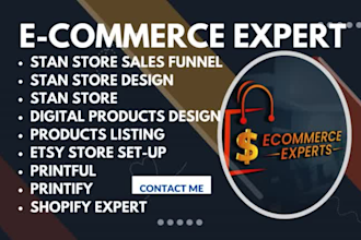 setup stan store, stan store design, etsy shop, digital product design, printify