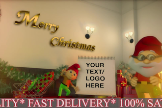 make amazing merry christmas greeting card logo intro video