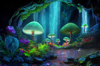 create 30 meditation videos for mushrooms rain fairy forest