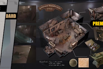 create environment or interior cutaway concept, 3d included