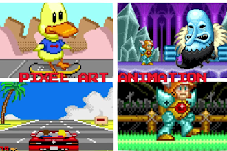 create custom pixel art animation, sprites, and game characters in 8 bit style