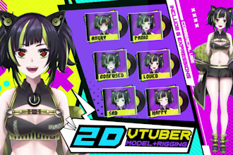 make custom anime 2d vtuber avatar ready for rigging live2d