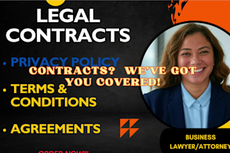 draft legal contracts, agreements, privacy policy, terms and conditions