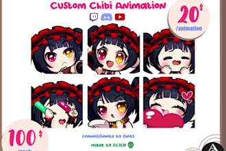 draw custom cute chibi animated gif twitch emotes