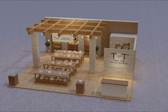 design your 3d trade booth, exhibition, stand, stall, kiosk