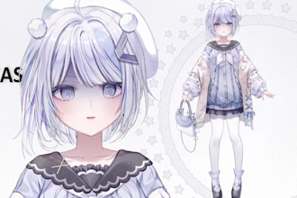 draw and rigg live2d vtuber model anime style, 2d vtuber model, live2d model