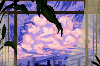 create lofi pixel art animation, loop GIF in 8bit or 16bit retro for streaming