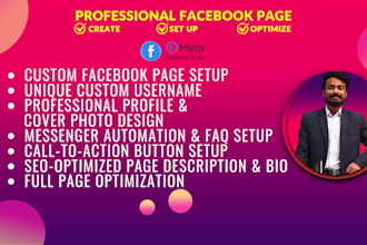 create and setup professional fb page, optimize and automate