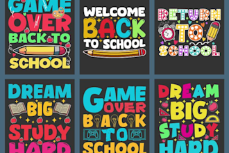 sell back to school t shirt designs bundle for merch and pod