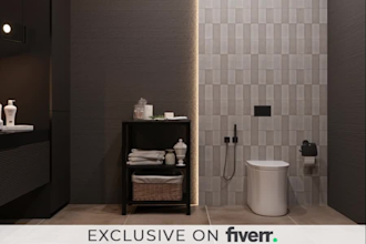 design a luxurious and photorealistic 3d bathroom
