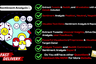 do sentiment analysis, user feedback, extract from twitter, reddit, more