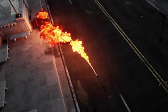 create 3d vfx scene fire explosion 3d cgi environment vfx animation, compositing