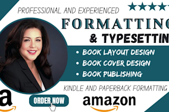 book typesetting, formatting, cover and layout design for amazon print and ebook