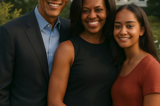 design realistic ai portraits of barack obama and family