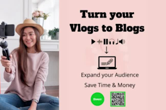 turn video transcription for youtube, podcast, into a blog post arabic, english