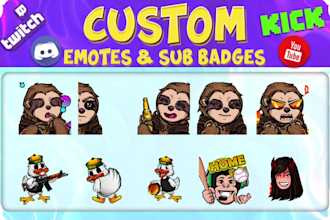 make animated chibi emotes and badges for twitch, discord, kick, and youtube