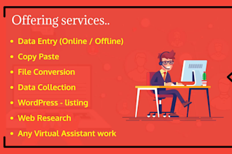 do data entry, copy paste, web research and file conversion