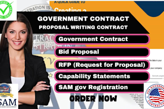 write government contract bid proposal, government rfp, rfq, samgov registration