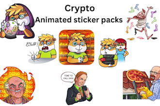 custom animated telegram crypto stickers pack, animated stickers