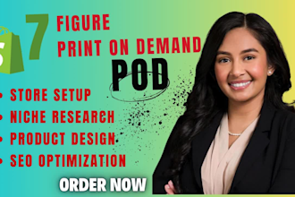build 7 figure print on demand shopify website personalize pod product teeinblue