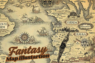 draw custom fantasy map illustrations for books, games, dnd, world battle maps