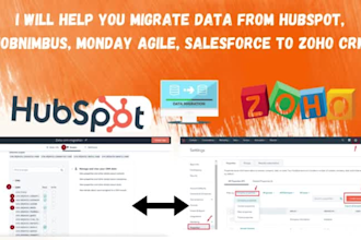 help migrate data from hubspot, jobnimbus, monday agile, salesforce to zoho CRM