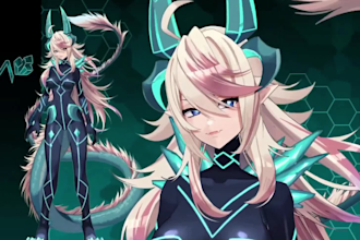 draw rig professional vtuber model, live2d vtuber model, 2d vtuber model, avatar