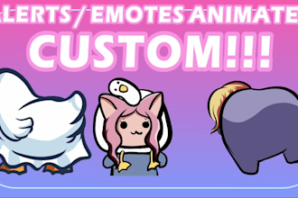 create your twitch cheermotes, alerts or emotes animated