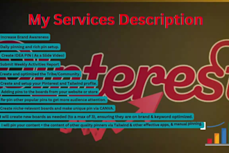 manage pinterest account, create pin, boards, optimize, grow your busines