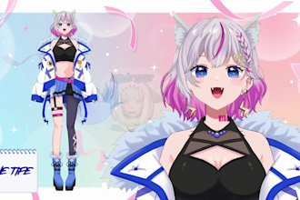 draw and rig live2d vtuber model, vtuber model, 2d vtuber, character