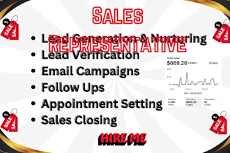be sales representative, sales closer, sales agent and lead generation expert