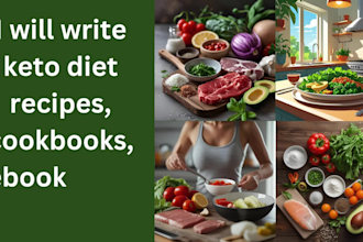write keto diet recipes, cookbooks, ebooks and meal plan